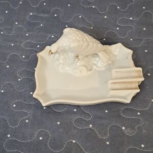 Gold Castle Cermaic gold trim with bird ashtray